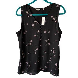 Reitmans NWT Women's Black Floral Sleeveless Top Size Large